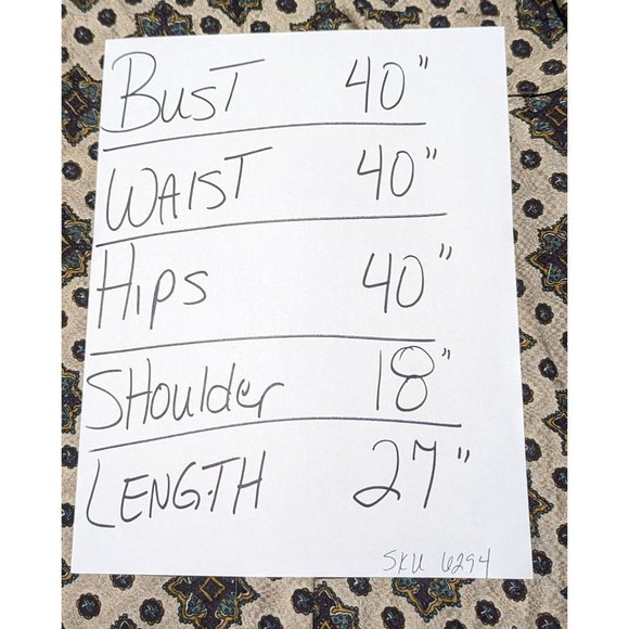 Vintage TESS 100%‎ Silk Brown Geometric Block Button Blouse Size W S - Picture 7 of 7